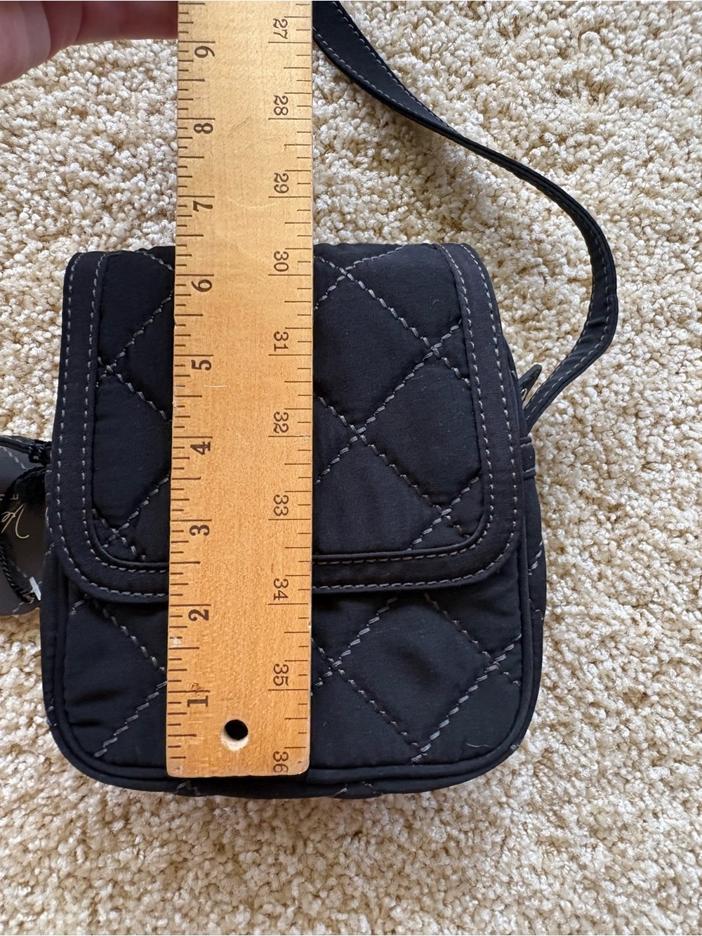 Vera Bradley Lili Hipster Crossbody Bag Black Microfiber Quilted NWT - Picture 9 of 10